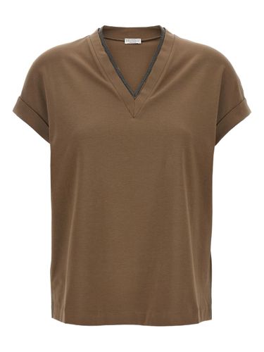 Cotton V-Necked T-Shirt - Brunello Cucinelli - Modalova