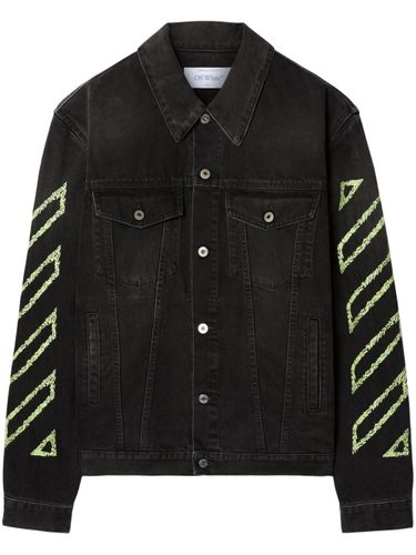 Diagonal Arrow Outl Denim Skate Jacket - Off White - Modalova