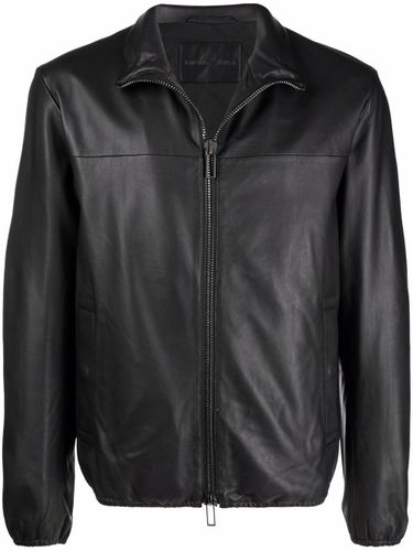 Leather Zipped Jacket - Emporio Armani - Modalova