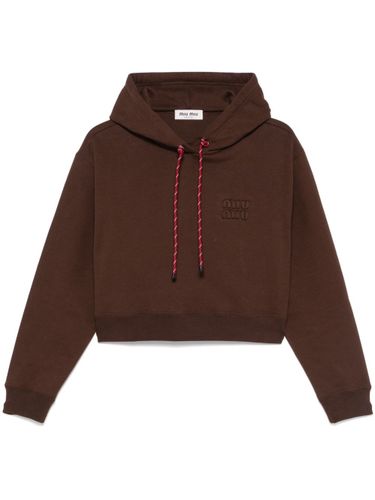 Miu Miu Logo Cotton Hoodie - Miu Miu - Modalova