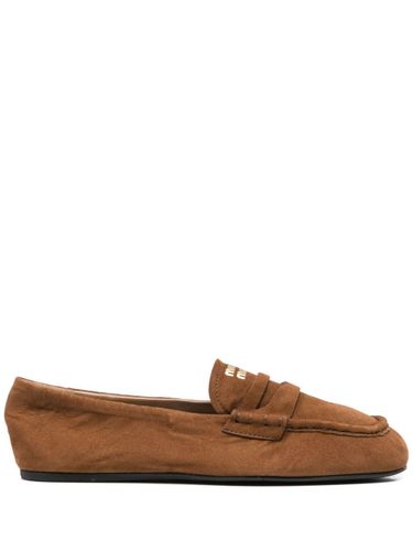 Ruches Suede Leather Loafers - Miu Miu - Modalova