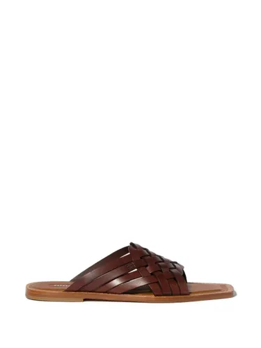 Miu Miu Leather Flat Sandals - Miu Miu - Modalova
