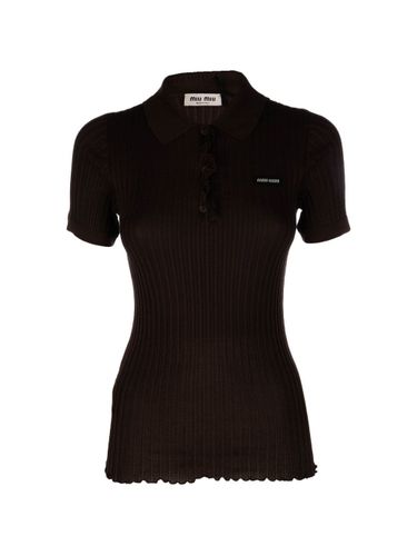 Miu Miu Silk Polo Shirt - Miu Miu - Modalova