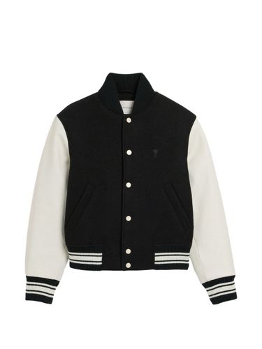 Wool And Leather Bomber Jacket - Ami Paris - Modalova