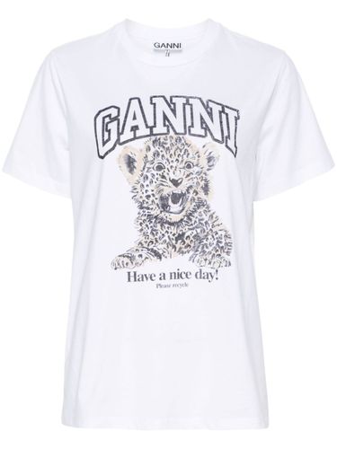 GANNI Printed Cotton T-Shirt - GANNI - Modalova
