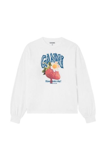 GANNI Printed Cotton T-Shirt - GANNI - Modalova