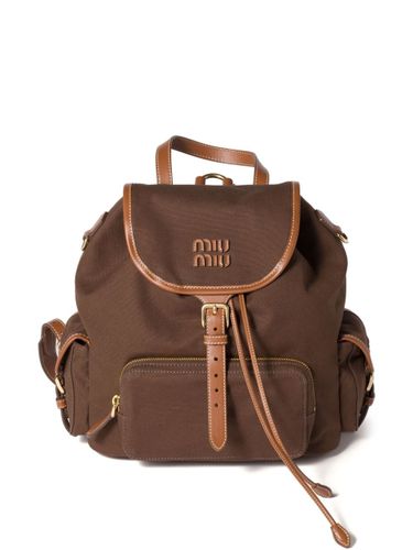 Canvas And Leather Large Backpack - Miu Miu - Modalova