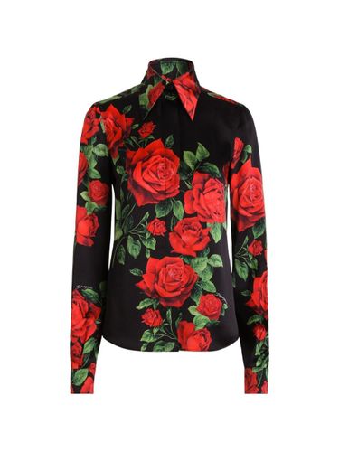 Rose Print Silk Shirt - Dolce & Gabbana - Modalova