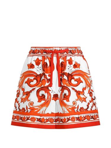 Maiolica Print Cotton Shorts - Dolce & Gabbana - Modalova