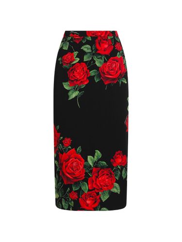 Roses Print Silk Skirt - Dolce & Gabbana - Modalova