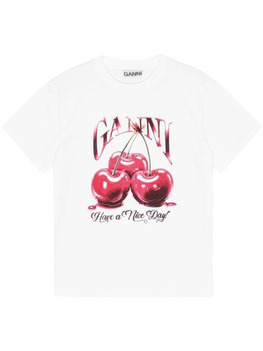 GANNI Printed Cotton T-Shirt - GANNI - Modalova