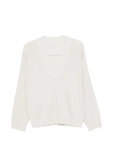 Cotton V-Necked Sweater - Brunello Cucinelli - Modalova