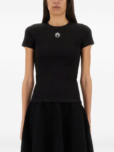 MARINE SERRE Logo Cotton T-Shirt - MARINE SERRE - Modalova