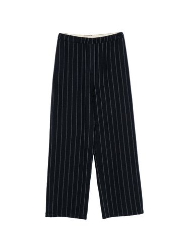 Wool Striped Wide-Leg Trousers - Alysi - Modalova