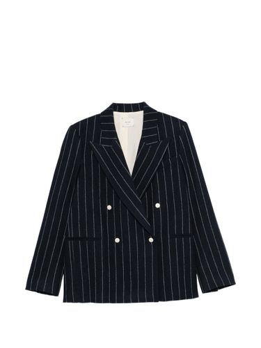 Wool Striped Double-Breasted Jacket - Alysi - Modalova
