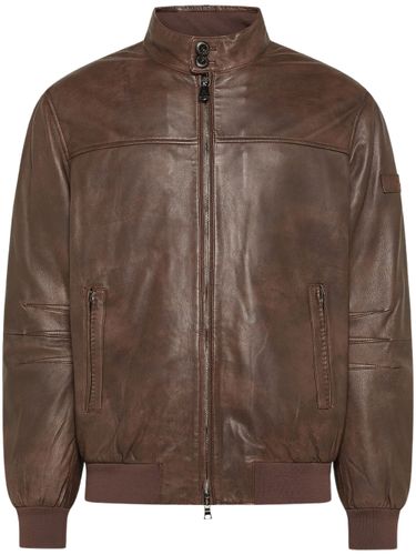 Vintage-Effect Leather Bomber Jacket - Peuterey - Modalova