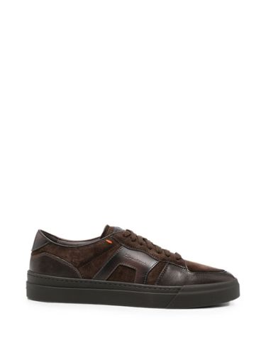 Suede-Panelled Leather Sneakers - Santoni - Modalova
