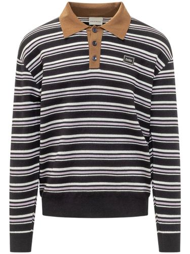 Striped Knit Long Sleeve Polo Shirt - DROLE DE MONSIEUR - Modalova