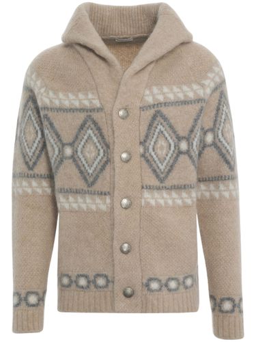 Rombi Geometric Pattern Cardigan - BORGO ASOLO CASHMERE - Modalova