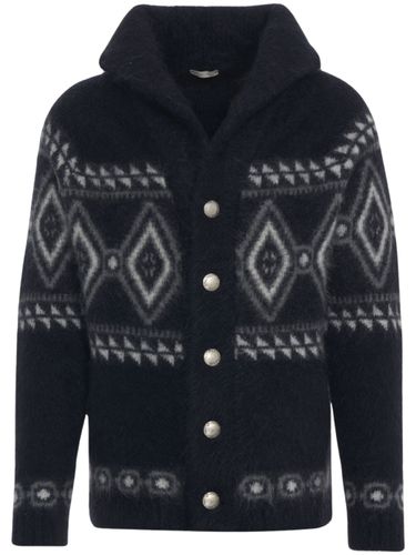 Rombi Geometric Pattern Cardigan - BORGO ASOLO CASHMERE - Modalova