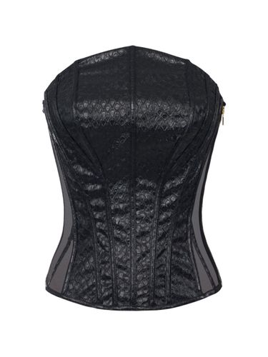 Faux Leather Corset Top - Elisabetta Franchi - Modalova