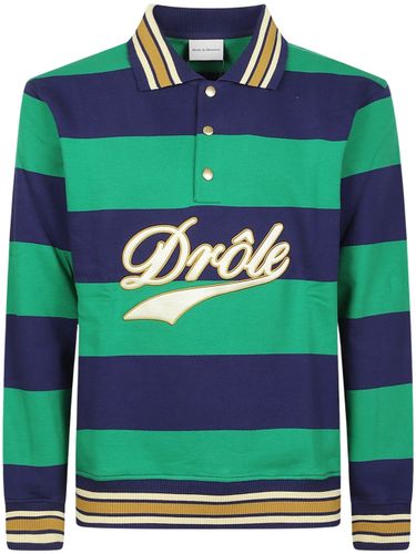 Logo Stripe Long-Sleeve Polo Shirt - DROLE DE MONSIEUR - Modalova