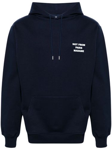 Slogan-Printed Drawstring Hoodie - DROLE DE MONSIEUR - Modalova