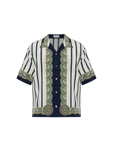 Pattern-Printed Crêpe De Chine Short-Sleeved Shirt - Versace - Modalova