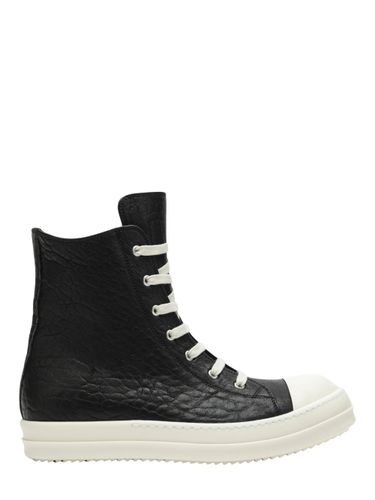 High-Top Sneakers In Textured Leather - Rick Owens - Modalova