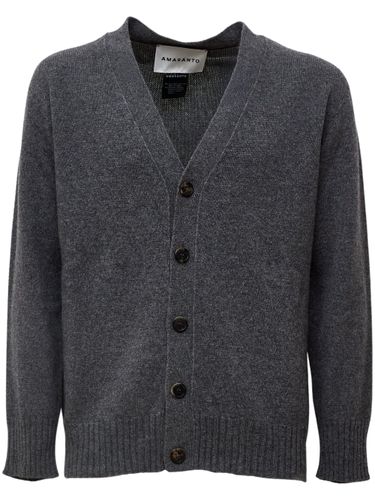 Distressed V-Neck Cardigan Sweater By - AMARANTO - Modalova