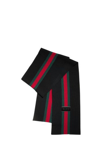 And Green Striped Jacquard Wool Scarf - Gucci - Modalova