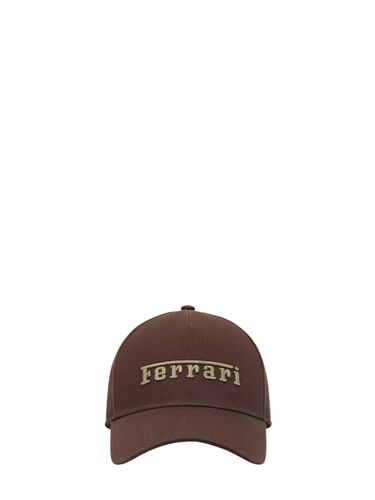 Cotton Twill Baseball Cap With Embroidered Logo By - FERRARI - Modalova