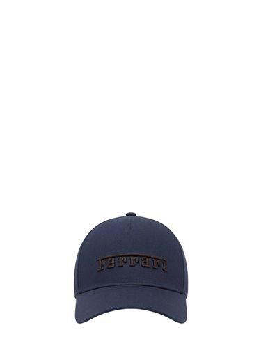 Cotton Twill Baseball Cap With Embroidered Logo - FERRARI - Modalova
