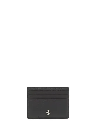 Garnet Leather Card Holder With Prancing Horse By - FERRARI - Modalova