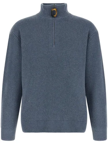 Ribbed Half-Zip Knitted Sweater - JW ANDERSON - Modalova