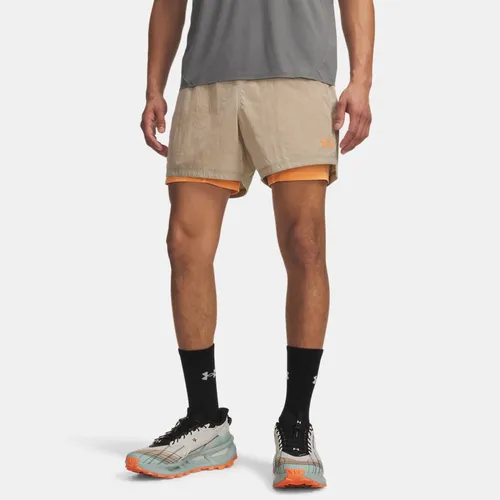 Short 13 cm Trail Run Lined City Khaki / Apollo Orange L - Under Armour - Modalova