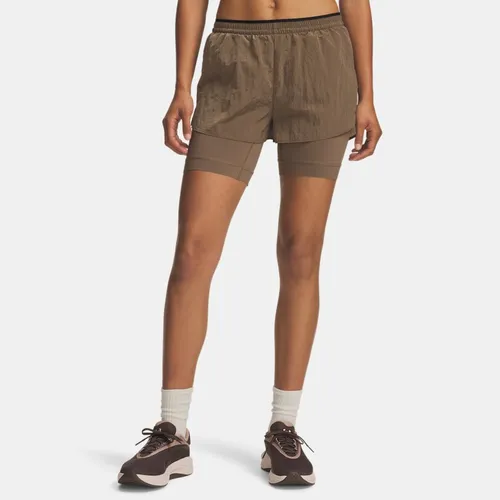 Short 2 en 1 HB Run Desert Taupe / réfléchissant XS - Under Armour - Modalova