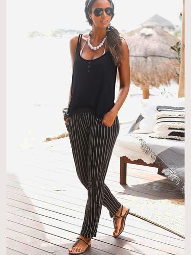 Pantalon de plage pantalon en tissu avec rayures en et blanc - - Buffalo - Modalova