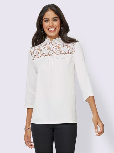 T-shirt col montant orné dentelle florale brodée - Alessa W. - Modalova