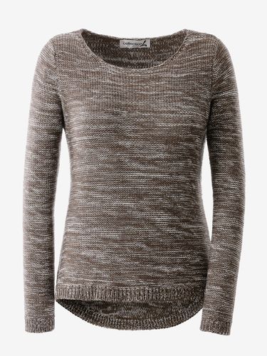 Pull chiné encolure ronde finitions côtelées avec le dos plus long - Collection L - Modalova
