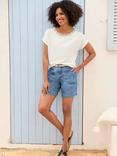 T-shirt à encolure ronde dentelle ajourée - Linea Tesini - Modalova
