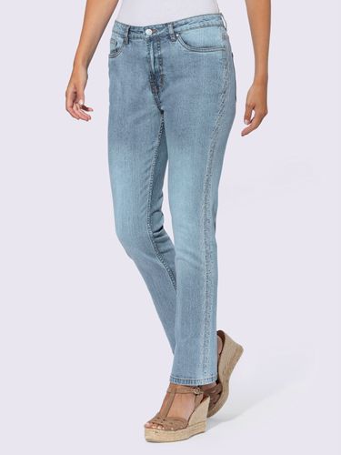 Jean 5 poches broderie le long des coutures latérales - Linea Tesini - Modalova