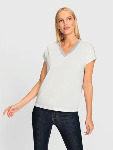T-shirt en v col v contrasté - Rick Cardona - Modalova