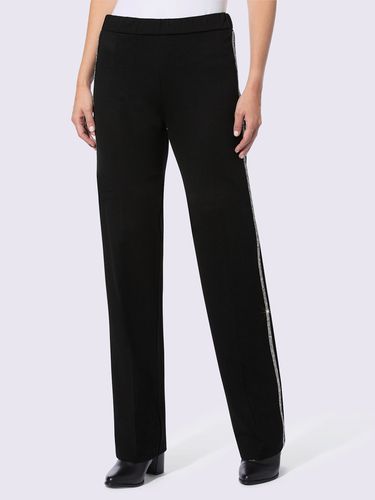 Pantalon en jersey rayures galon avec petites pierres brillantes fantaisie - Rick Cardona - Modalova