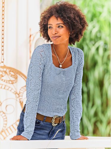 T-shirt à manches longues superbe empiècement en dentelle - Linea Tesini - Modalova