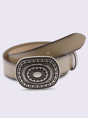 Ceinture cuir vachette - beige - Helline - Modalova