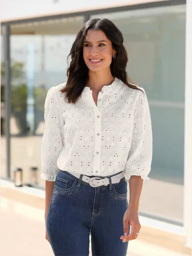 Chemisier en coton superbe broderie de madère - Helline - Modalova