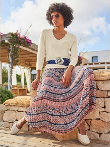 Pull à encolure en v volants à l'encolure - Linea Tesini - Modalova