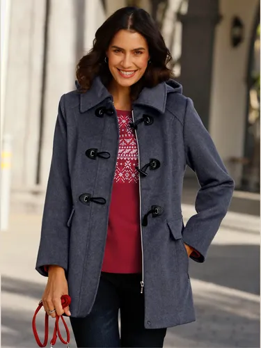 Duffle-coat 30% laine - marine - Helline - Modalova