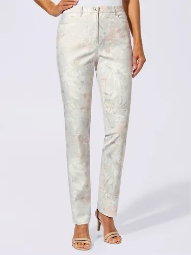 Pantalon slim jacquard motifs fleurs - - Fair Lady - Modalova